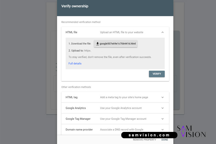 Site registration in search console